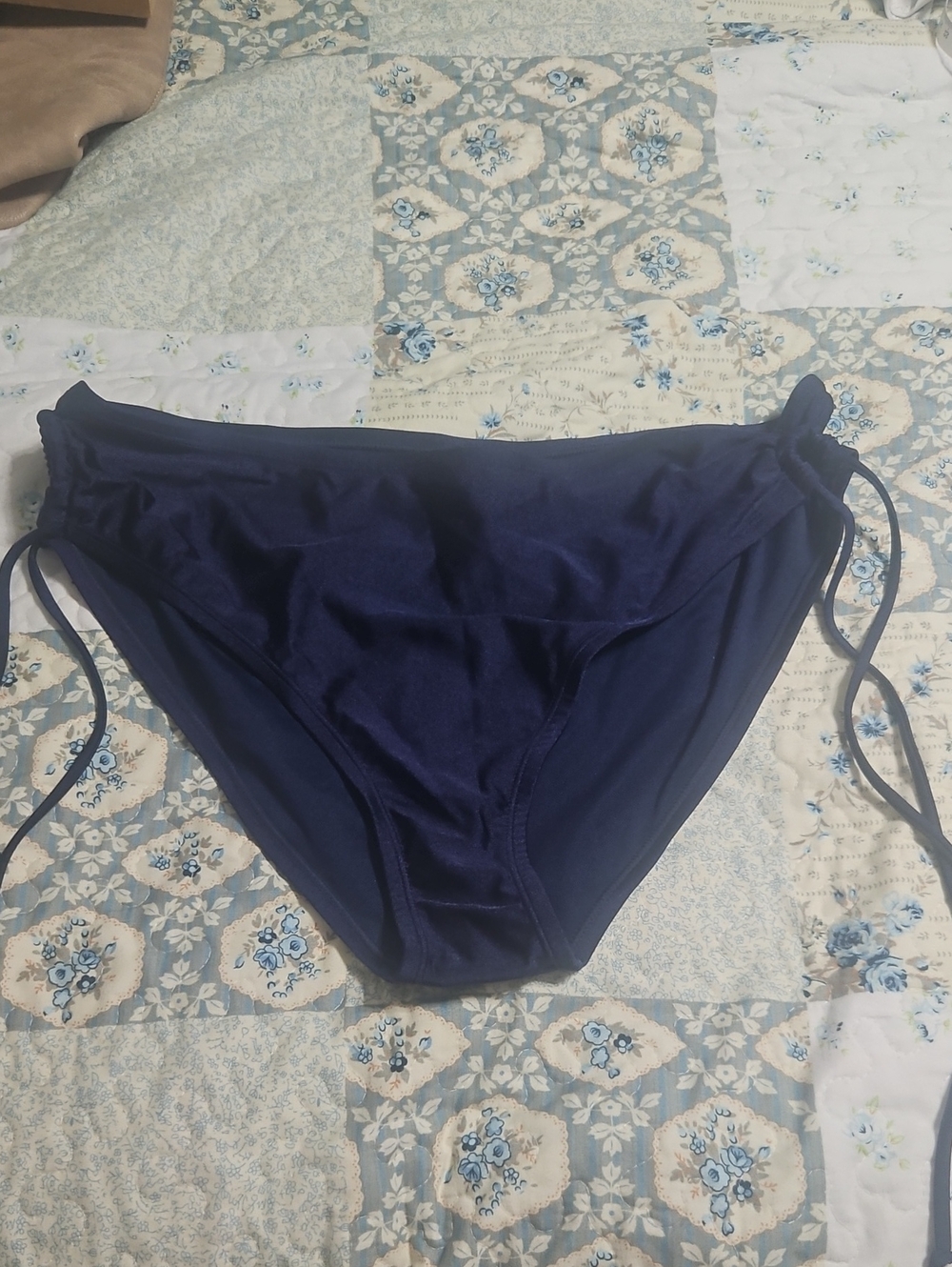 Time and Tru Navy Side-Tie Swim Bikini Bottoms